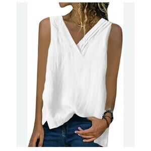 Emery Rose Top Women's 3XL White Sleeveless Blouse V Neck Tank